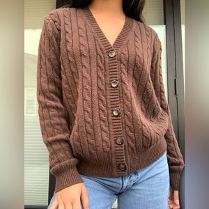 Brandy Melville brown cable knit cardigan